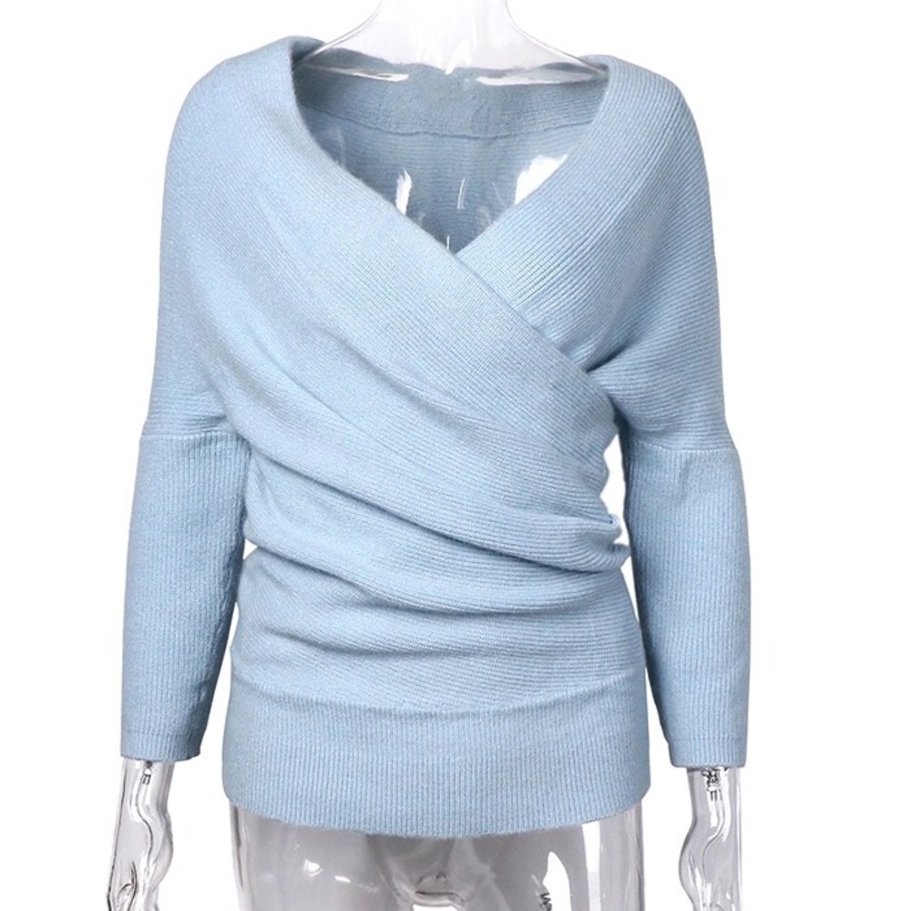 Off Shoulders Sweater, Wrap Sweater - Picture 2 of 7